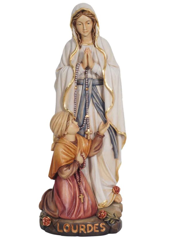 Madonna di Lourdes con Bernadette rossa