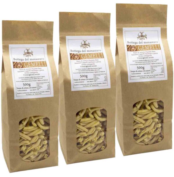 Pasta di semola di grano duro - Gemelli - 500g (n.3 confezioni)