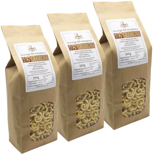 Pasta di semola di grano duro - Gramigna - 500g (n.3 confezioni)