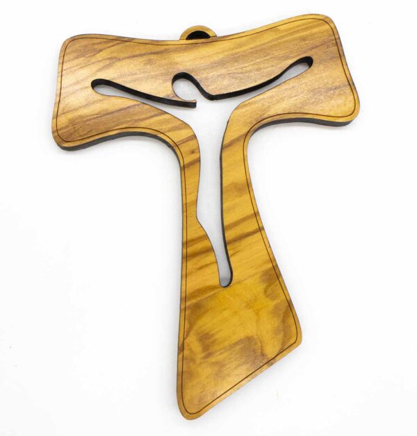 Croce da parete TAU legno ulivo - Sorelle Clarisse - Monastero Immacolata Concezione - Albano Laziale