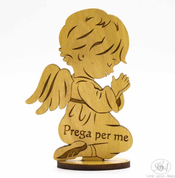 Statua angelo custode "Prega per me" legno ulivo - Sorelle Clarisse - Monastero Immacolata Concezione - Albano Laziale